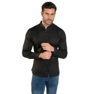 camisa stretch de manga larga color negro