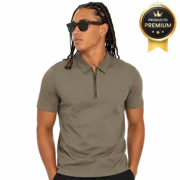 Playera Polo Manga Corta con Cierre para Hombre - Imagen 1